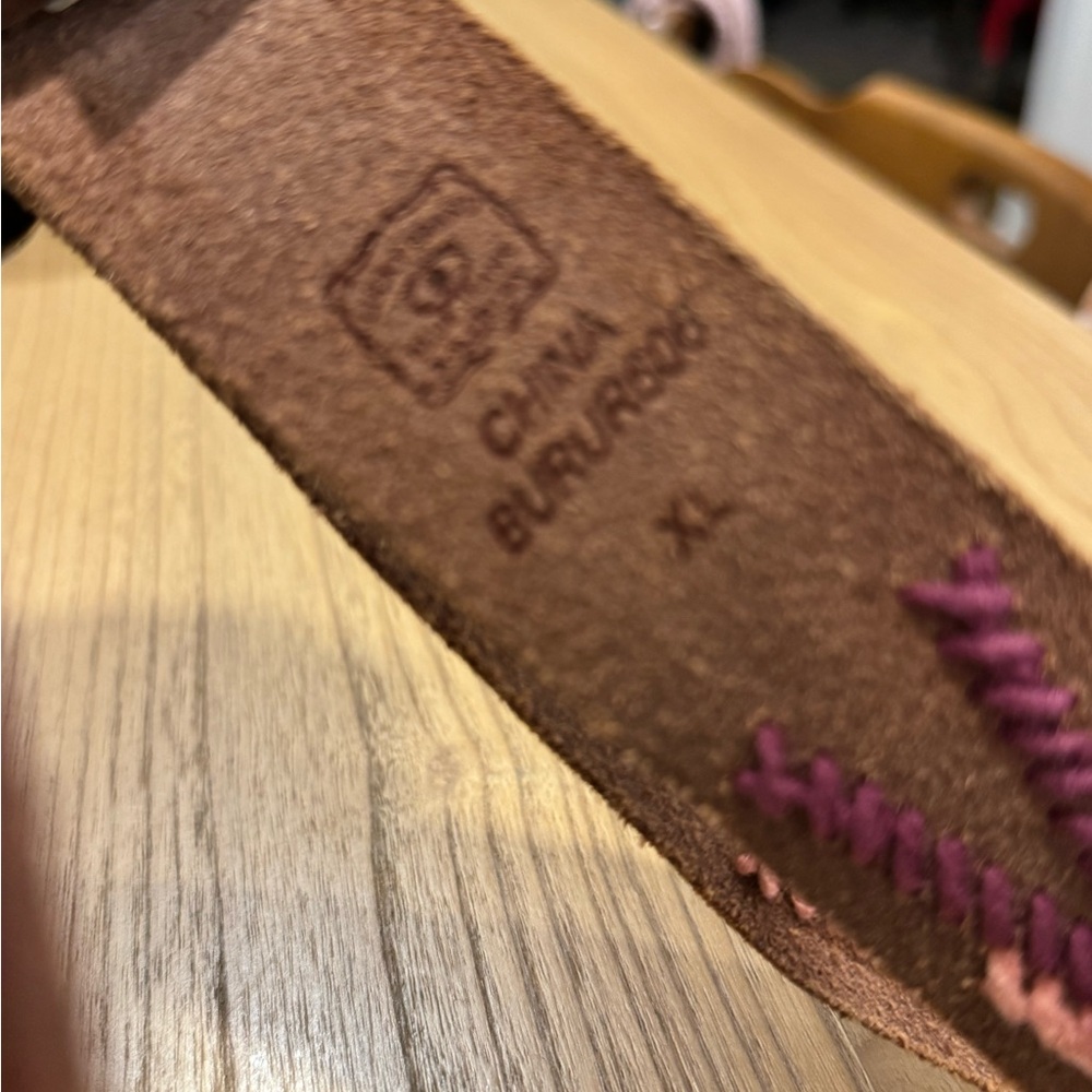 Lucky Brand Embroidered Beaded Boho   Brown Genuine Leather Belt Sz L - Picture 8 of 15